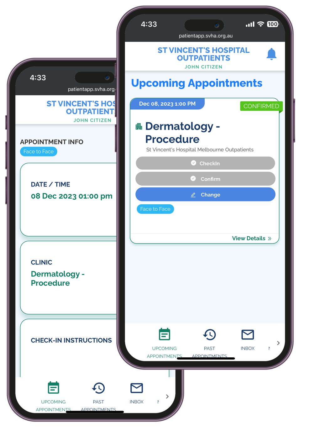 Patient App Screenshots - Upcoming appointments
